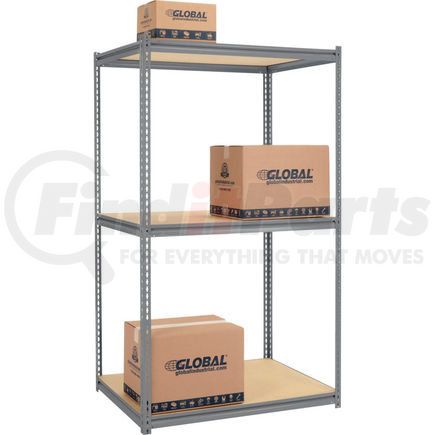 Global Industrial 580926GY Global Industrial&#153; High Cap. Starter Rack 48Wx24Dx96H 3 Levels Wood Deck 1500lb Per Shelf GRY