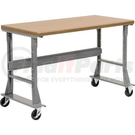 Global Industrial 183977A Global Industrial&#153; 72 x 36 Mobile Fixed Height Flared Leg Workbench - Shop Top Safety Edge Gray