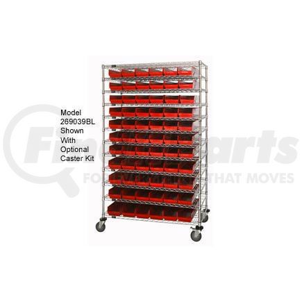 Global Industrial 269049RD Global Industrial&#153; Chrome Wire Shelving with 176 4"H Plastic Shelf Bins Red, 72x14x74