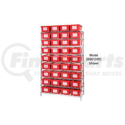 Global Industrial 269014RD Global Industrial&#153; Chrome Wire Shelving With 24 9"H Nest & Stack Shipping Totes Red, 48x18x74