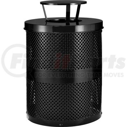 Global Industrial 261927BK Global Industrial&#153; Outdoor Perforated Steel Trash Can With Rain Bonnet Lid, 36 Gallon, Black
