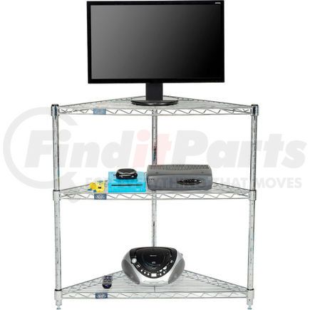 Global Industrial 798803 Nexel&#174; 32"W x 24"D x 34"H (3) Shelf Corner Media Stand - Chrome