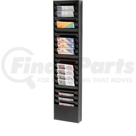 Global Industrial 806411 Global Industrial&#8482; Medical Chart Hanging Wall File Holder, 20 Pockets, Black