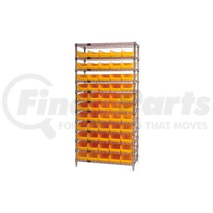 Global Industrial 268977YL Global Industrial&#153; Chrome Wire Shelving with 55 4"H Plastic Shelf Bins Yellow, 36x24x74