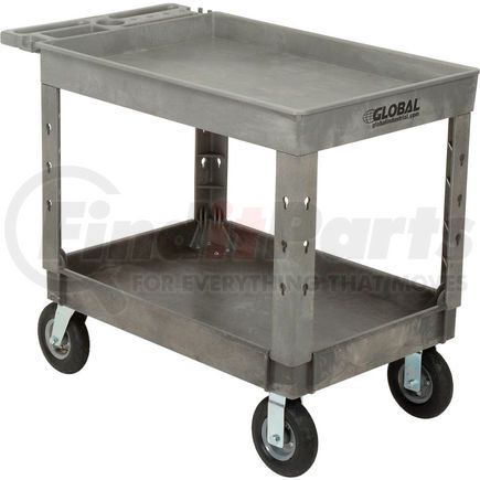 Global Industrial 800328 Global Industrial&#153; Tray Top Plastic Utility Cart, 2 Shelf, 44"Lx25-1/2"W, 8" Casters, Gray