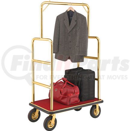 Global Industrial 985117GD Global Industrial&#8482; Gold Stainless Steel Bellman Cart Straight Uprights 8" Pneumatic Casters