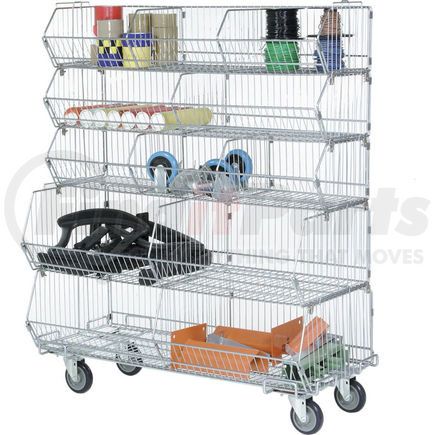 Global Industrial 339027 Global Industrial&#153; Modular Wire Stacking Bin Basket Rack, 48"W x 20"D x 51"H, 5 Wire Bins