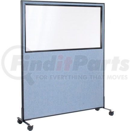 Global Industrial 695790MWBL Interion&#174; Mobile Office Partition Panel with Partial Window, 60-1/4"W x 96"H, Blue