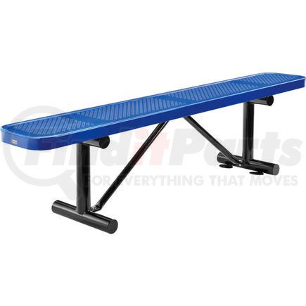 Global Industrial 262075BL Global Industrial&#8482; 6 ft. Outdoor Steel Flat Bench - Perforated Metal - Blue