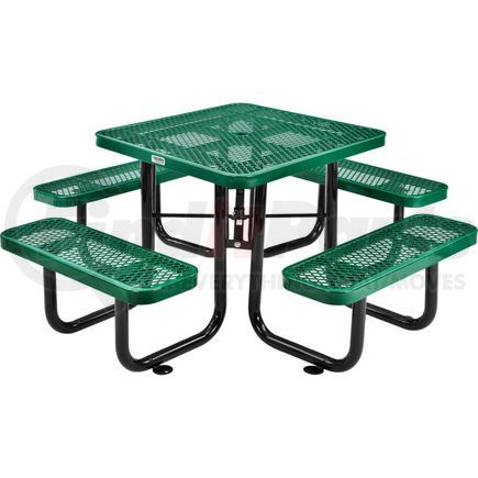 Global Industrial 695501GN Global Industrial&#153; 3 ft. Square Outdoor Steel Picnic Table, Expanded Metal, Green