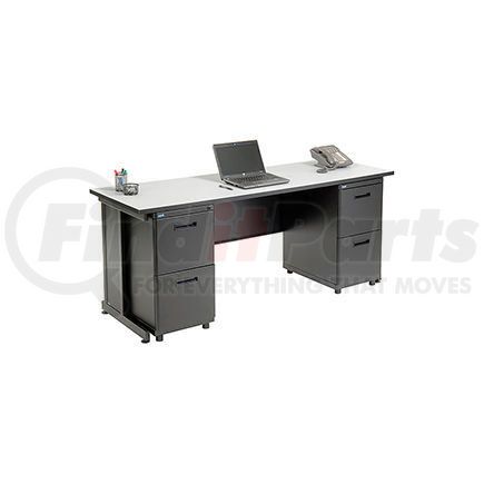 Global Industrial 670074GY Interion&#174; Office Desk with 4 drawers - 72" x 24" - Gray