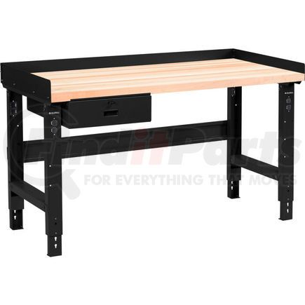 Global Industrial 183167ABK Global Industrial&#153; 60 x 36 Adj Height Workbench w/Drawer, Black- Maple Square Edge Top