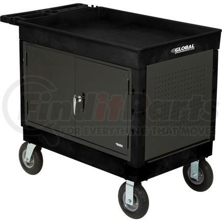 Global Industrial 800342 Global Industrial&#153; Plastic 2 Tray Black Shelf Maintenance Utility Cart 44x25-1/2 8" Pneumatic