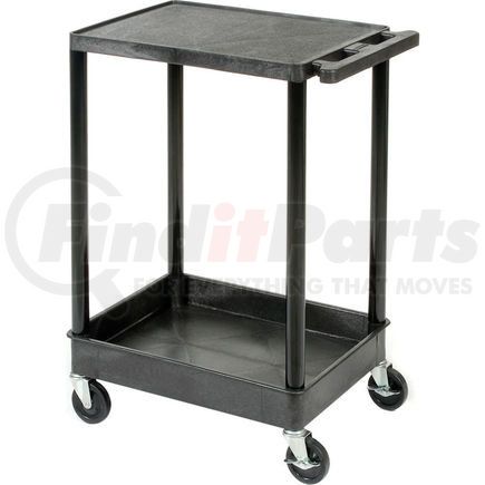 Luxor STC21-B Luxor&#174; STC21 Flat Top Shelf 2 Shelf Plastic Utility Cart 24x18 300 Lbs.