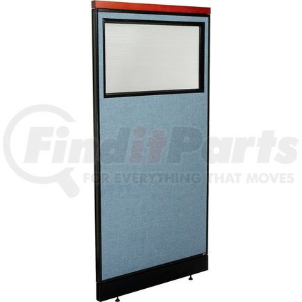 Global Industrial 694703WNBL Interion&#174; Deluxe Office Partition Panel w/Partial Window & Raceway 36-1/4"W x 77-1/2"H Blue