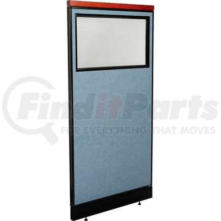 GLOBAL INDUSTRIAL 694703WNBL Interion&#174; Deluxe Office Partition Panel w/Partial Window & Raceway 36-1/4"W x 77-1/2"H Blue