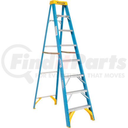 Werner 6008 Werner 8' Fiberglass Step Ladder w/ Plastic Tool Tray 250 lb. Cap - 6008