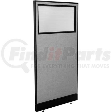 Global Industrial 694695WNGY Interion&#174; Office Partition Panel with Partial Window & Raceway, 36-1/4"W x 76"H, Gray