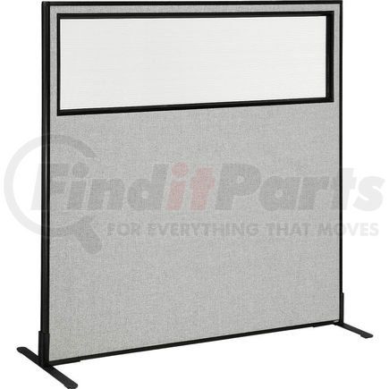 Global Industrial 694677WFGY Interion&#174; Freestanding Office Partition Panel with Partial Window, 60-1/4"W x 60"H, Gray