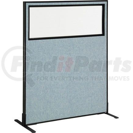 Global Industrial 694676WFBL Interion&#174; Freestanding Office Partition Panel with Partial Window, 48-1/4"W x 60"H, Blue