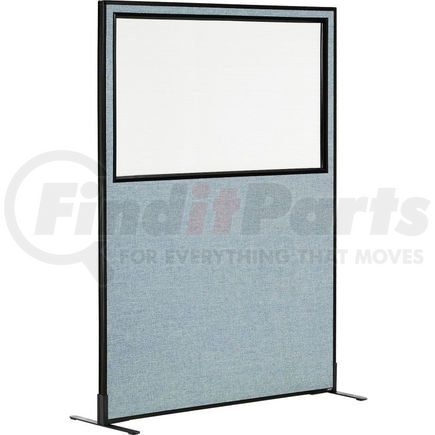Global Industrial 694680WFBL Interion® Freestanding Office Partition Panel with Partial Window, 48-1/4"W x 72"H, Blue