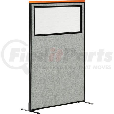 GLOBAL INDUSTRIAL 694683WFGY Interion&#174; Deluxe Freestanding Office Partition Panel w/Partial Window 36-1/4"W x 61-1/2"H Gray