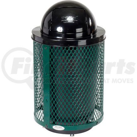 Global Industrial 261948GND Global Industrial&#153; Outdoor Diamond Steel Trash Can With Dome Lid & Base, 36 Gallon, Green