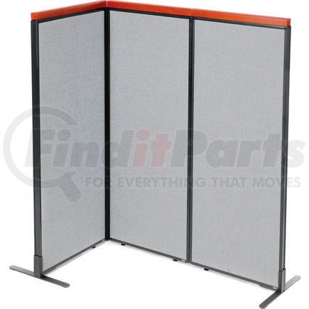 Global Industrial 695088GY Interion&#174; Deluxe Freestanding 3-Panel Corner Room Divider, 24-1/4"W x 61-1/2"H Panels, Gray