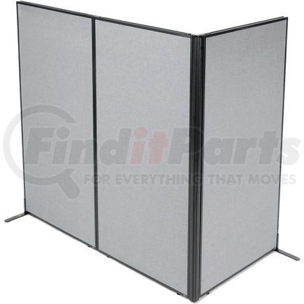 GLOBAL INDUSTRIAL 695051GY Interion&#174; Freestanding 3-Panel Corner Room Divider, 36-1/4"W x 72"H Panels, Gray