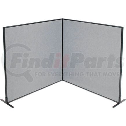 GLOBAL INDUSTRIAL 695107GY Interion&#174; Freestanding 2-Panel Corner Room Divider, 60-1/4"W x 60"H Panels, Gray