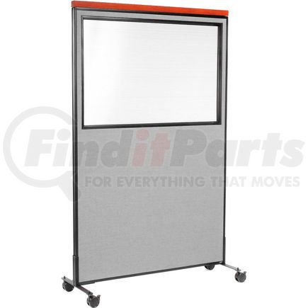 GLOBAL INDUSTRIAL 694996MGY Interion&#174; Mobile Deluxe Office Partition Panel with Partial Window, 48-1/4"W x 76-1/2"H, Gray