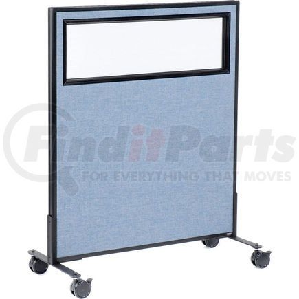 Global Industrial 694979MBL Interion&#174; Mobile Office Partition Panel with Partial Window, 36-1/4"W x 45"H, Blue