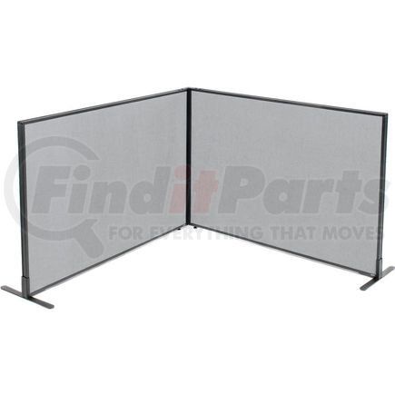 GLOBAL INDUSTRIAL 695106GY Interion&#174; Freestanding 2-Panel Corner Room Divider, 60-1/4"W x 42"H Panels, Gray