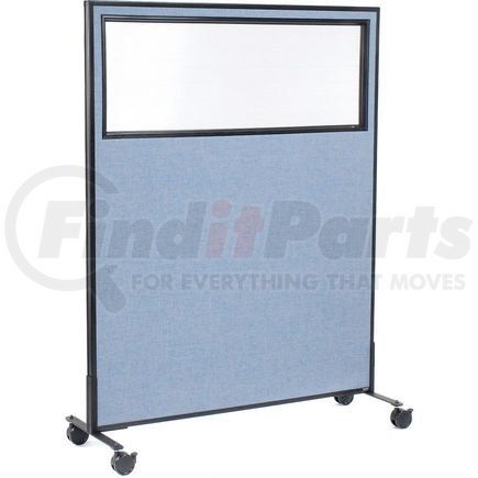 GLOBAL INDUSTRIAL 694983MBL Interion&#174; Mobile Office Partition Panel with Partial Window, 48-1/4"W x 63"H, Blue