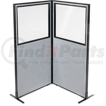 Global Industrial 695023GY Interion&#174; Freestanding 2-Panel Corner Room Divider w/Partial Window 36-1/4"W x 72"H Panels Gray