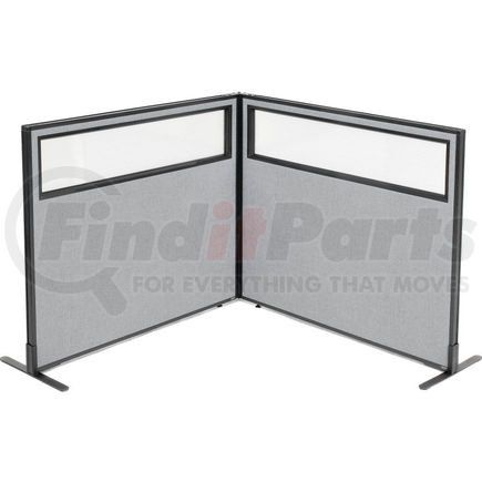 GLOBAL INDUSTRIAL 695024GY Interion&#174; Freestanding 2-Panel Corner Room Divider w/Partial Window 48-1/4"W x 42"H Panels Gray