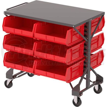 Akro Mils B2065749 Akro-Mills Shelf-Top Bin Cart - 38-1/2 x24x36-1/2" - (12) 16-1/2 x14-3/4 x7" Bins - Red