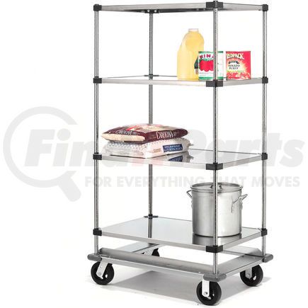 Global Industrial 242006 Nexel&#174; Stainless Steel Shelf Truck with Dolly Base 48x24x70 1600 Lb. Cap.