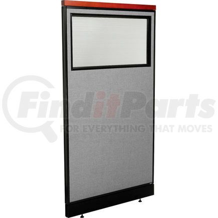 Global Industrial 694699WNGY Interion&#174; Deluxe Office Partition Panel w/Partial Window & Raceway 36-1/4"W x 65-1/2"H Gray