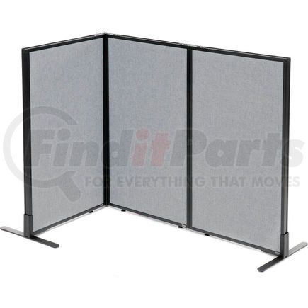 GLOBAL INDUSTRIAL 695093GY Interion&#174; Freestanding 3-Panel Corner Room Divider, 24-1/4"W x 42"H Panels, Gray