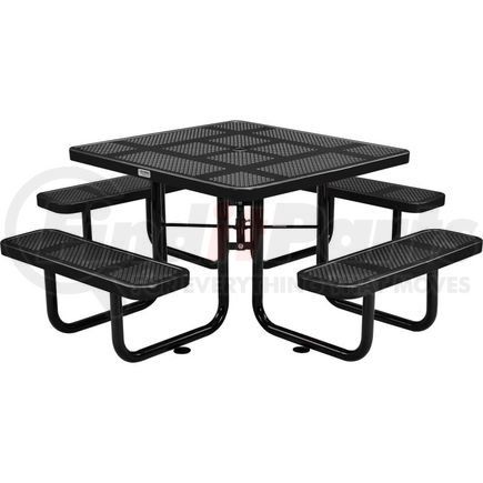 Global Industrial 694551BK Global Industrial&#153; 46" Square Outdoor Steel Picnic Table, Perforated Metal, Black