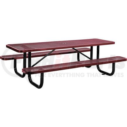 Global Industrial 277153RD Global Industrial&#153; 8 ft. Rectangular Outdoor Steel Picnic Table, Expanded Metal, Red