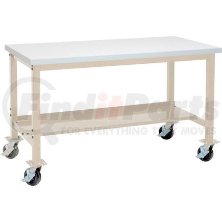 Global Industrial 253974TN Global Industrial™ 72"W x 36"D Mobile Production Workbench - Plastic Laminate Square Edge - Tan