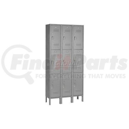 Global Industrial 238234GY Global Industrial&#153; Paramount&#174; Triple Tier 9 Door Locker, 12"Wx15"Dx24"H, Gray, Assembled