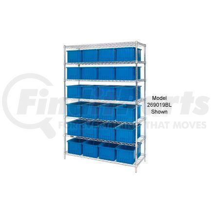Global Industrial 269018BL Global Industrial&#153; Chrome Wire Shelving With 36 6"H Grid Container Blue, 48x18x74