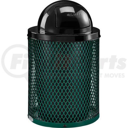 Global Industrial 261948GN Global Industrial&#153; Outdoor Steel Diamond Trash Can With Dome Lid, 36 Gallon, Green