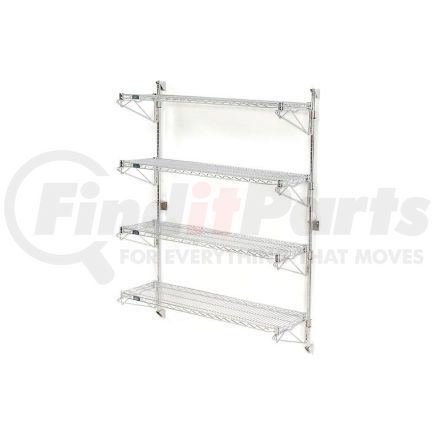 Global Industrial B1137095GZ Nexel® Poly-Green® Wall Mount Wire Shelving - 24"W x 18"D x 63"H 4-Shelf Starter