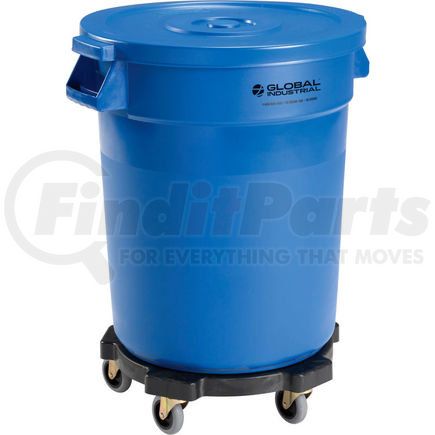 Global Industrial 240458BLB Global Industrial&#153; Plastic Trash Can with Lid & Dolly - 20 Gallon Blue