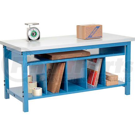 Global Industrial 412465 Packing Workbench Plastic Square Edge - 72 x 36 with Lower Shelf Kit