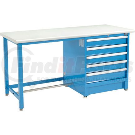 Global Industrial 711157 Global Industrial&#153; 72"Wx30"D Modular Workbench W/ 5 Drawers, Plastic Laminate Safety Edge, Blue